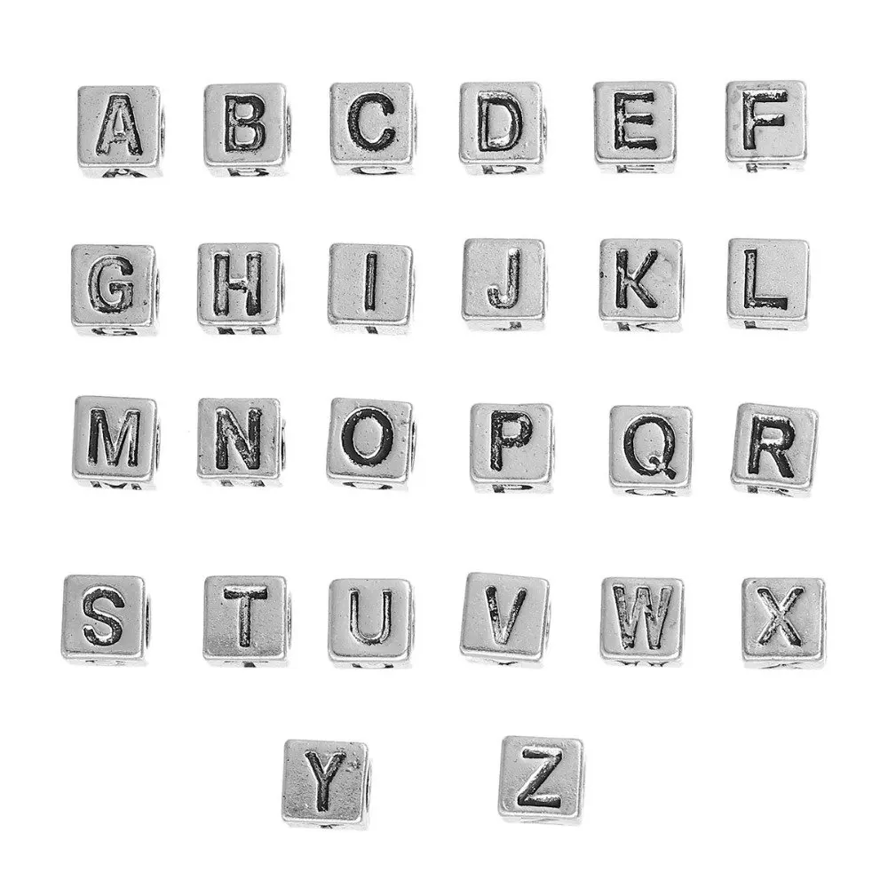 DoreenBeads Metal Alphabet /Letter Carved Beads European Large Hole