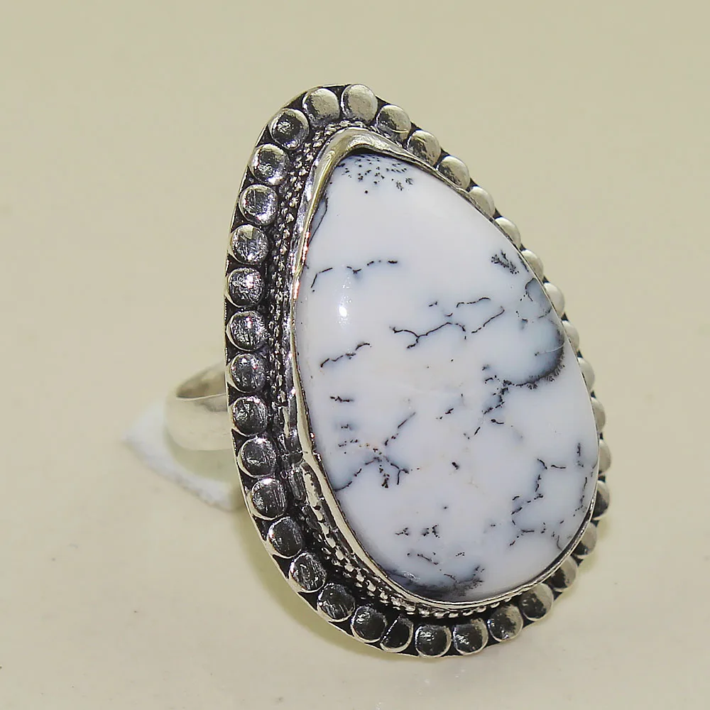 

Dendrite Opal Ring Silver Overlay over Copper , Size: 8.75, R1753