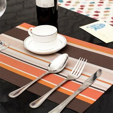 

Fashion PVC placemats insulation pad chromatic stripe mat 45*30cm free shipping