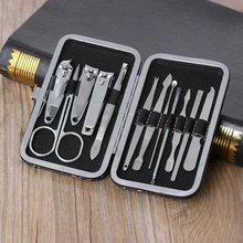 12 шт. портативная машинка для стрижки ногтей из нержавеющей стали, триммер для стрижки ушей, маникюрный набор для педикюра, на палец, набор инструментов для дизайна ногтей