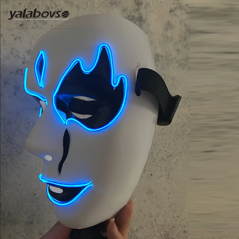 Yalaobovso новейшая ПВХ EL Проводная маска хип-хоп Танцевальная Косплей светящиеся маски мигающая крутая маска клоуна для Хэллоуина