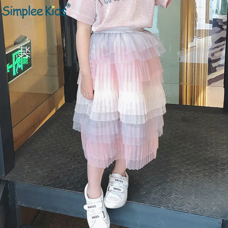 

Kids Girls Long Skirt Chiffon Puffy Skirt Princess Fluffy Skirt Tutu Rainbow Layered Skirt Birthday Party Spring Party 2019 New