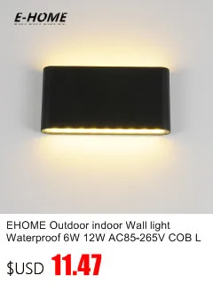 EHOME Outdoor indoor Wall light Waterproof 6W 12W AC85-265V COB Led Sconces Modern Home Lighting white black Decoration