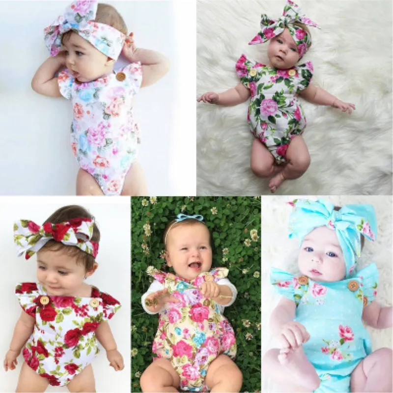 Summer girl baby cotton print clothing fresh cute fashion crawling