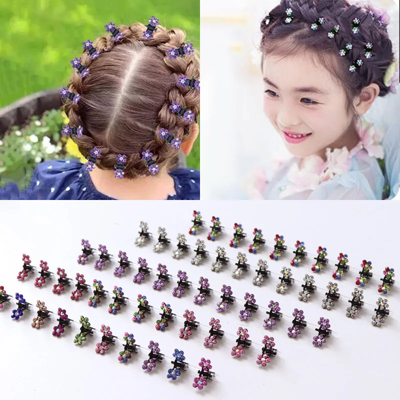 Мода 12 шт./лот маленькие милые хрустальные цветы металлические заколки для волос для девочек заколки для волос аксессуары для волос