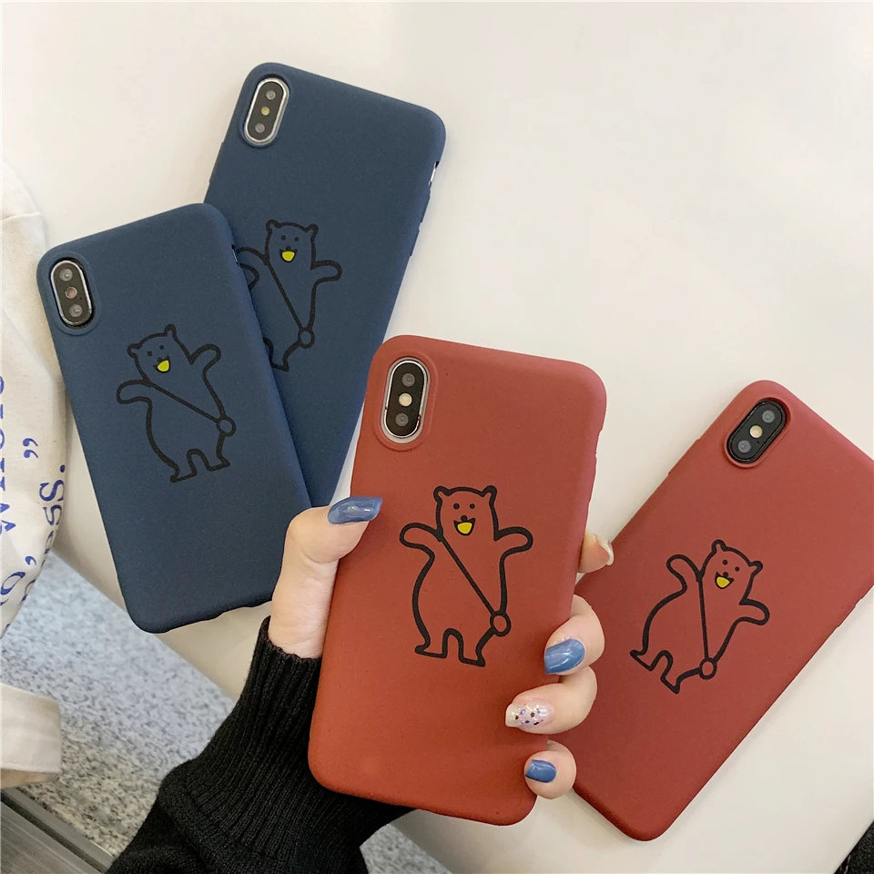 

Matte Cartoon Bear Pattern Sand Silicon TPU Case For VIVO Y35 Y37 Y51 Y53 Y55 Y66 Y67 Y71 Y75 Y79 Y83 Y85 Cover Soft Phone Cases