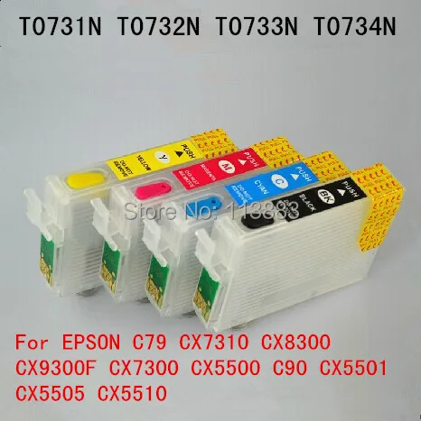 

T0731-T0734 Refillable ink cartridge for EPSON C79 CX7310 CX8300 CX7300 CX9300F CX5500 C90 CX5501 CX5505 CX5510 C92 CX5600