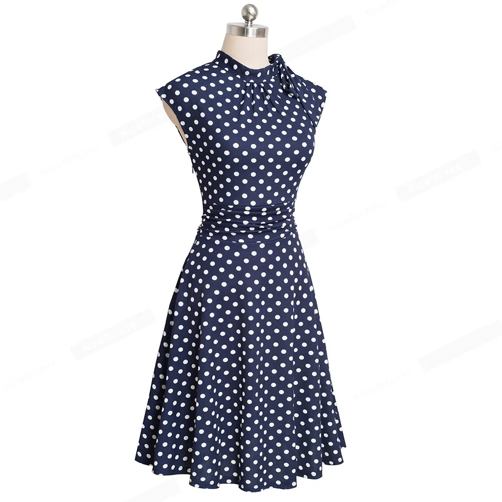 Najtaniej Ładny na zawsze Retro Vintage kropki plisowane Pinup vestidos pracy firm Party line Swing Flare kobiety sukienka A145