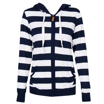 

Striped Autumn 2017 Women Hooded Coat Ladies Zipper Tops Jacket Casual Slim Jumper Coats and Jackets Jaqueta feminino