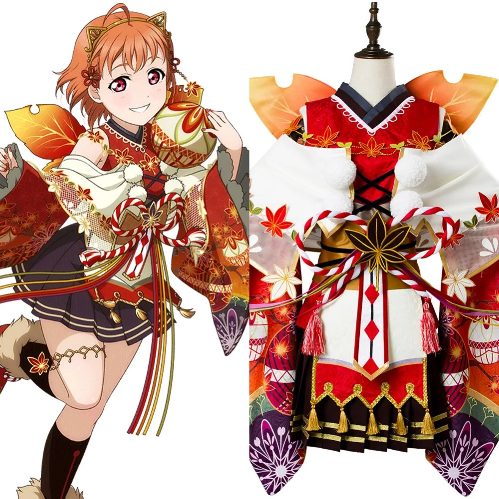Lovelive костюм для косплея Love Live! Кимоно с кленовыми листьями Чика таками Aqours