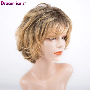 synthetic short black yellow grey bob wig straight ombre cosplay wig Dream ice's 1