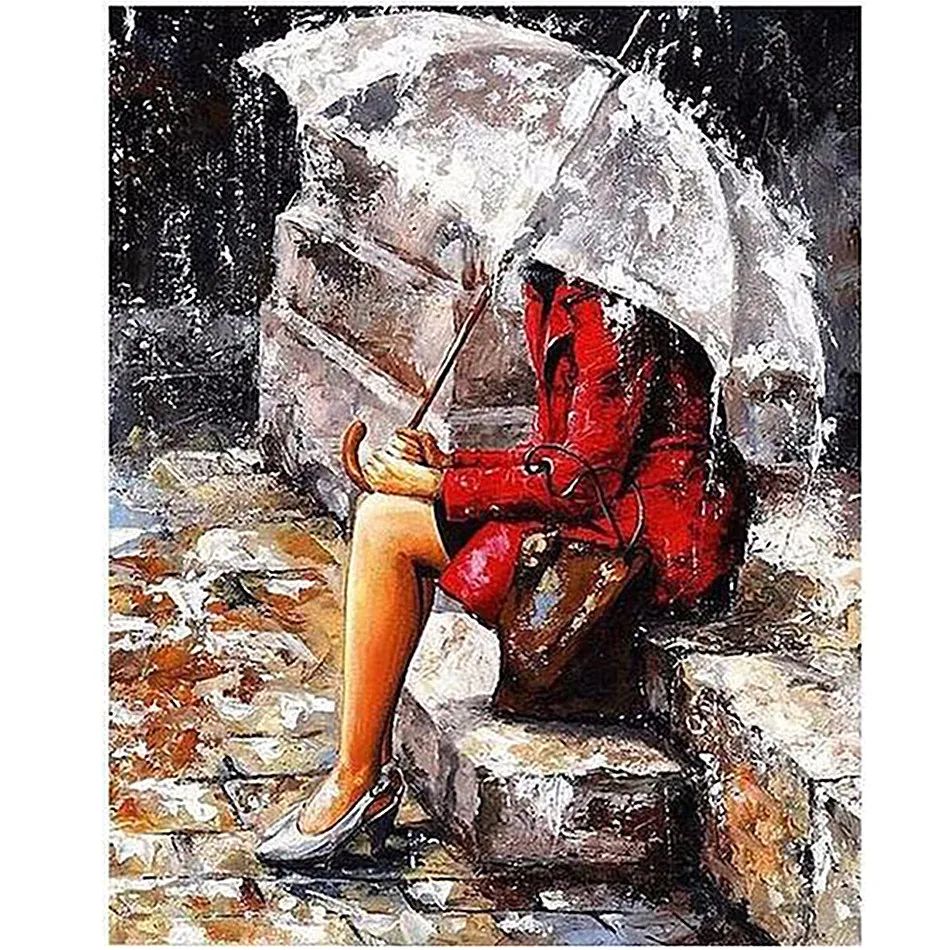 

RIHE Umbrella Woman-DIY Painting By Numbers Kit, Acrylic Paint By Number, Modern Wall Art Picture, Canvas Painting Decor 40X50cm