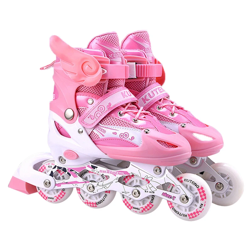 بو كامل وامض Kids'Quad أحذية التزلج على الجليد زلاجات دوارة Patines أون لينيا (Fiat Linea مع خوذة الكوع قابل للتعديل سباق التعرج مضمنة كما سيبا IA71