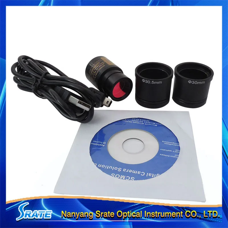 USB2.0 CMOS 5MP HD Industrial Video Camera Digital Electronic Biological Eyepiece with Ring Adapters for Stereo Microscope