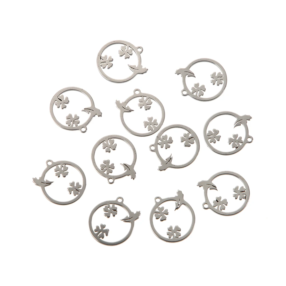 

New 21*20mm Stainless Steel Charms Four-leaf clover DIY Constellation For Women Jewelry Making Mini Charms 10pcs/lot