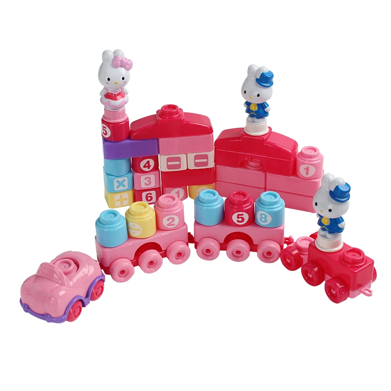 1 Set Blocks Creative Cute Pink Bright Color Plastic Building Blocks