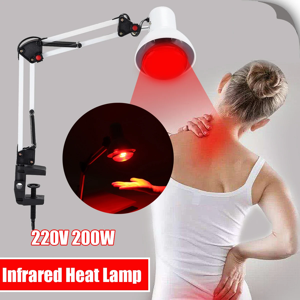 Infrared Heating Physical Therapy Energy Heating Light Clip Table Type For Rheumatism Health Care Pain Relief Bulb Infrared Lamp