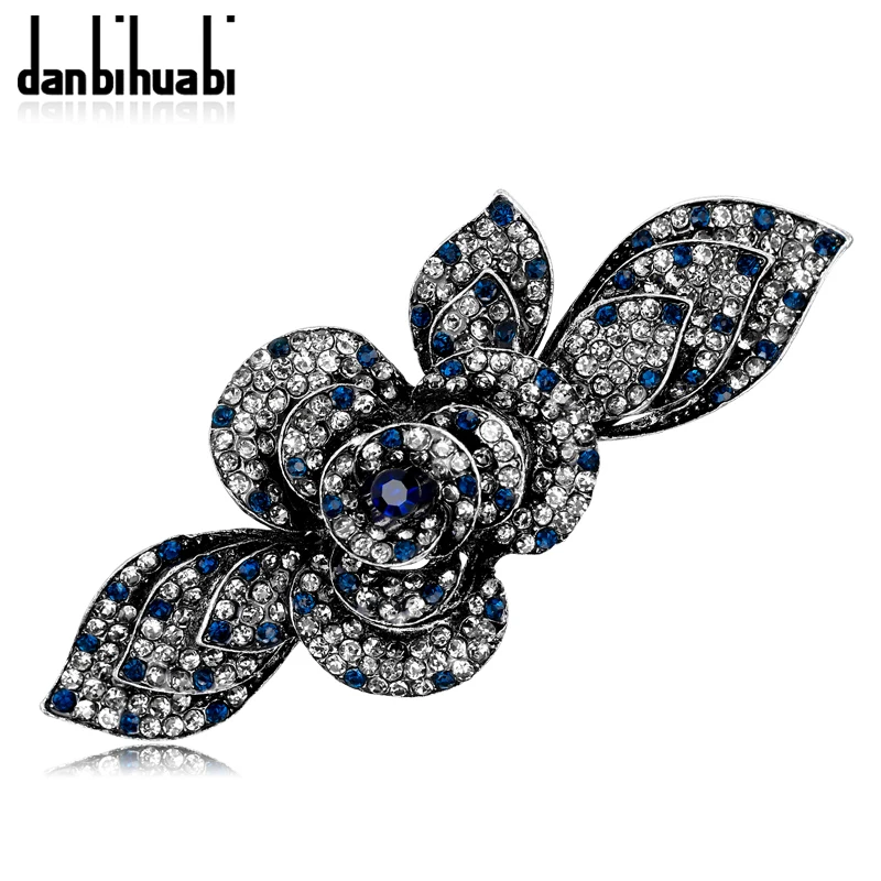 

New Fashion Hairpin Women Hair Accessories Crystal Rhinestone Summer Hair clip Antique Silver Color Barrettes Factory Prices