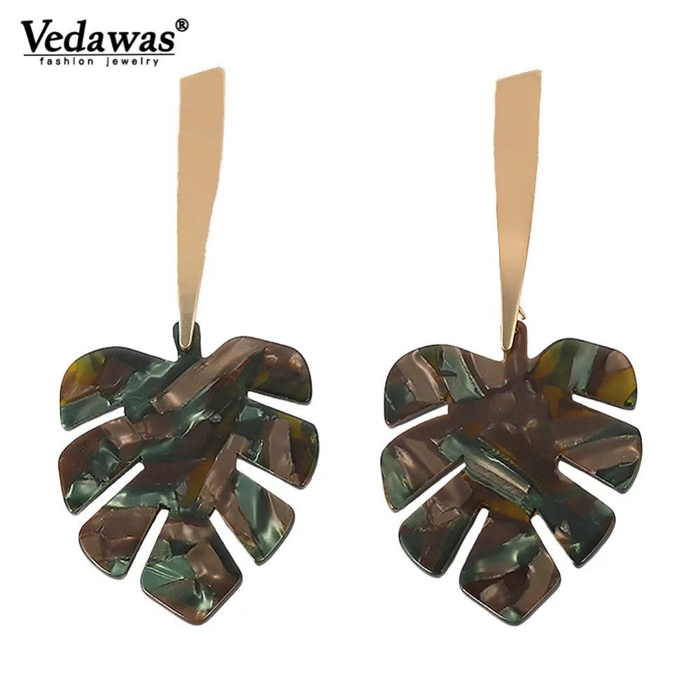 

Vedawas Designs Leaf Long Drop Earrings for Women Fashion Resin Dangle Statement Earrings Wedding Party Gifts Jewelry xg2438
