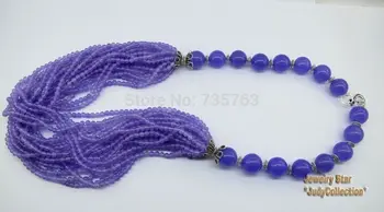 

xiuli 0014982 Party Queen!! Wonderful Purple Jade&Tibetan Silver Beads Necklace
