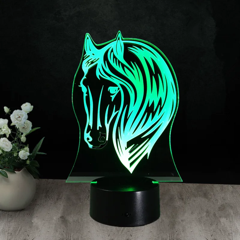 1 шт. USB Новинка подарки 7 цветов меняющиеся животные Luces Horse светодиодный ночник 3D светодиодный Настольный светильник домашний декор