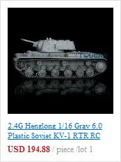 Henglong 1/16 Gray 6.0 Plastic Ver Soviet KV-1 RTR RC Tank 3878 Steel Gearbox TH12650