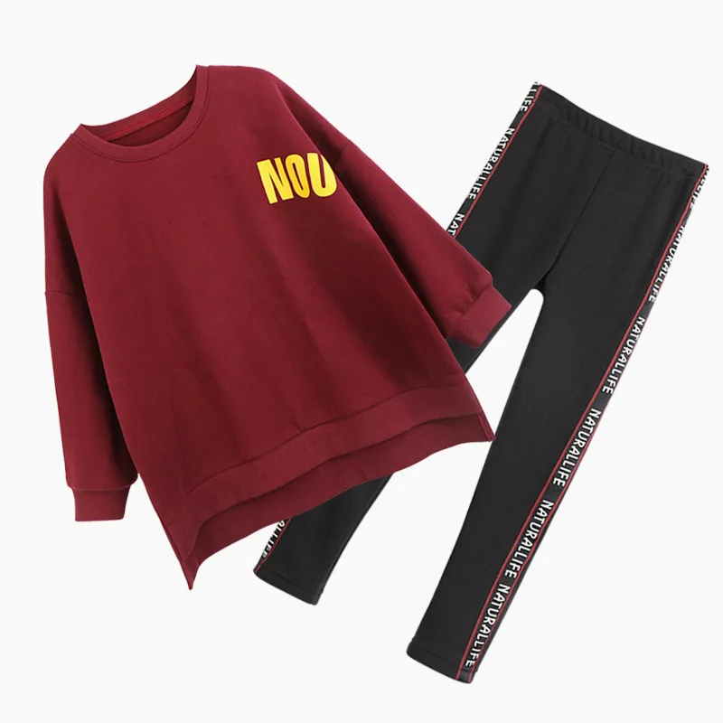 

Teens Clothing Sets Spring Autumn New Suit Big Kids Long-sleeved Sport Suit Children Coat+Pants 2 Pcs Girls Clothing Sets CA510