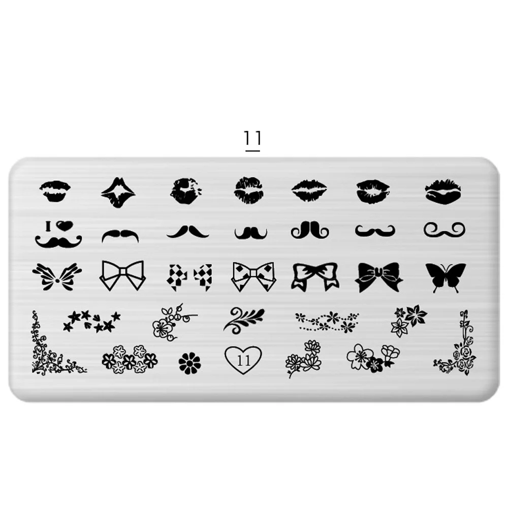 1 Pcs Nail Art Stamp 24 Styles Stamping Image Plate 6*12cm Stainless Steel Nail Template Manicure Stencil Tools - Цвет: 11