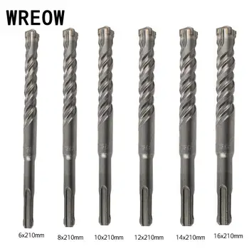 

1Pc 210mm 6/8/10/12/14/16mm Mini SDS Plus Crosshead Twist Spiral Hammer Drill Bit Woodworking Tool For Drilling Machines