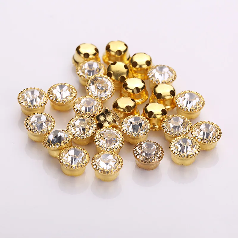 

TPSMOC 6mm/7mm/8mm/10mm golden/silver Base Crystal Sew On Rhinestones, Claw For Garment,DIY,Wedding Dresses stones.