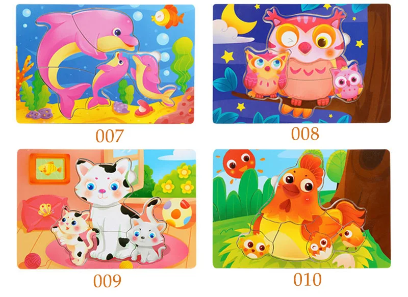 Montessori Educational Wooden Toys for Children Early Learning Puzzles Kids Intelligence Animal Shapes Matching and Drawing