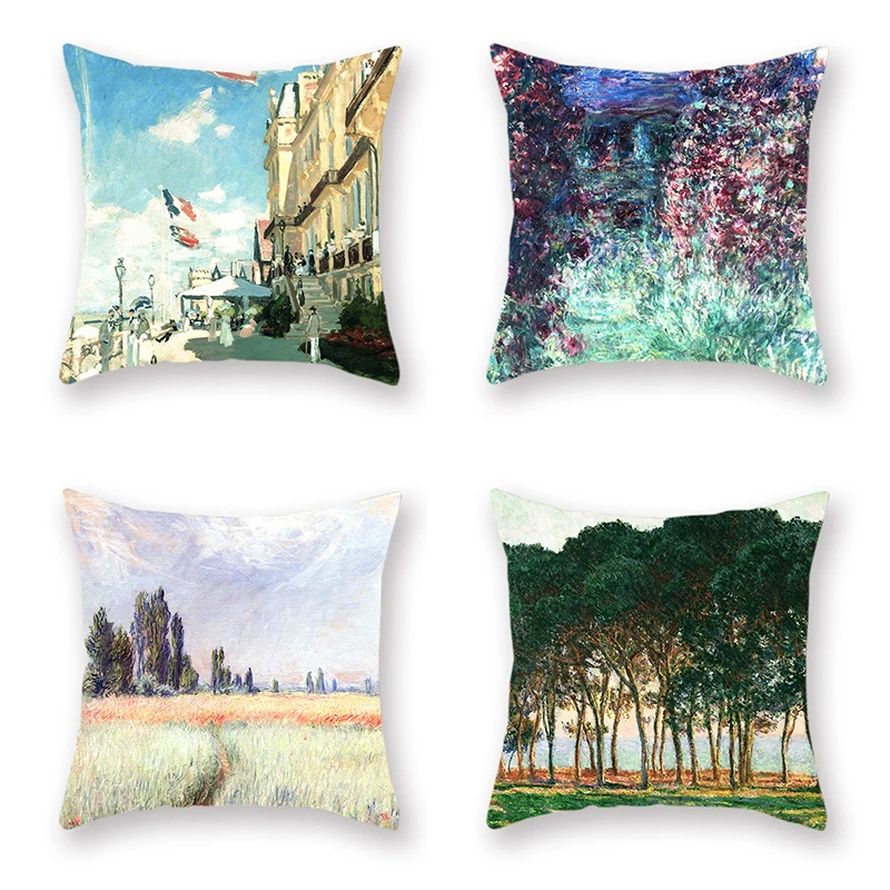 

Poppy Field Cushion Pillowcase Near Witney Woman Throwing A Decorative Home Cushion Cover In Monet Garden Character Landscape
