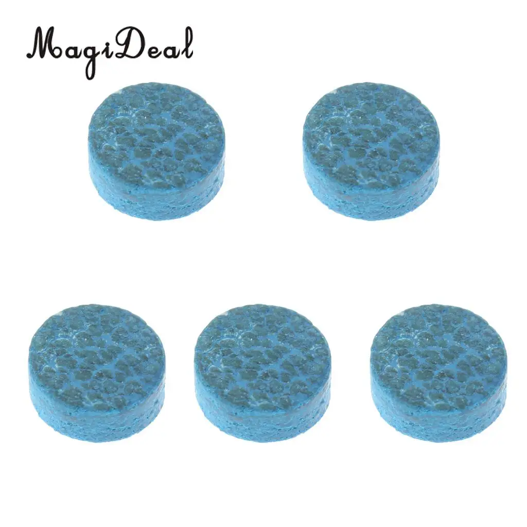 MagiDeal Professional 5Pcs 10mm Royal Blue Diamond Leather Glue-on Snooker Pool Billiard Cue Tips Repair Billiard Tool Accessory