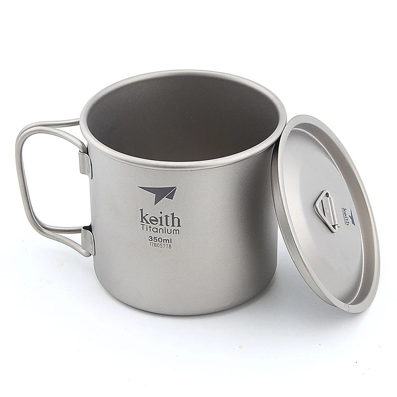 

Keith Titanium Water Cup Drinkware Camping Cup Mug Cookware Heatable Single Lightweight 56g 350ml Ti3240