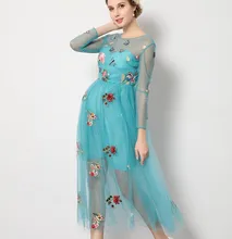 flower embroidery blue summer maternity dress night part dresses for pregnant women maternity photography props dress cute