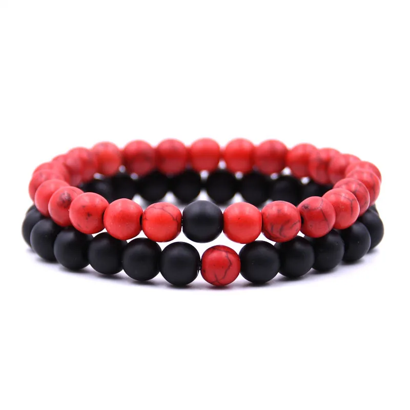 

2pcs / set 8mm Natural Stone bracelets and bangles couple bracelet for lovers gift
