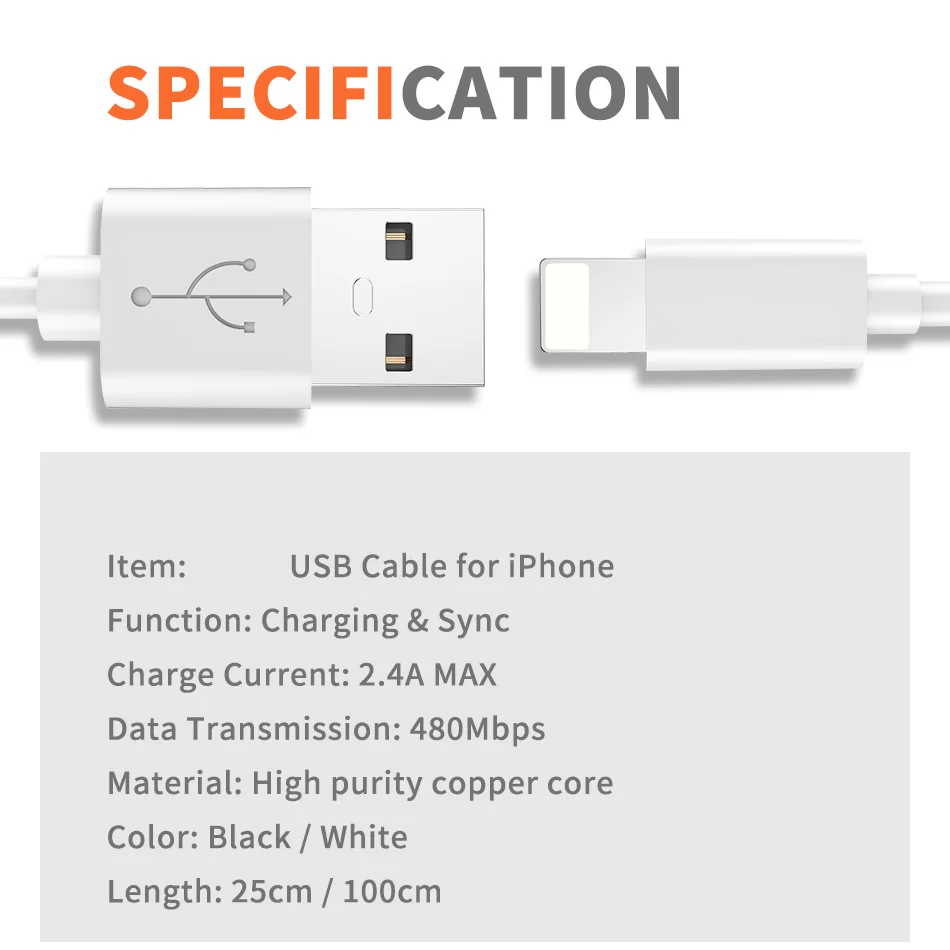 USB кабель для iPhone X, 8, 7, 6, 5, 6 S, 1 м, a, кабель для быстрой зарядки, USB кабели для синхронизации данных для iPhone 5S, 5C, SE, iPad, Usb шнур для зарядного устройства