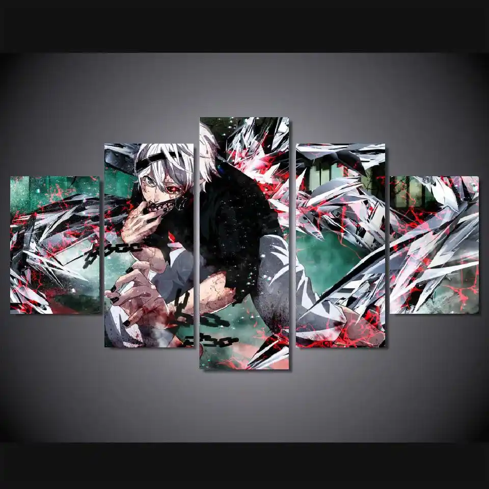 5 Panels Wall Art Anime Tokyo Ghoul Ken Kaneki 5 Pieces Paintings Canvas Poster Unframed 9004 Canvas Poster 5 Panel Wall Artpanel Wall Art Aliexpress