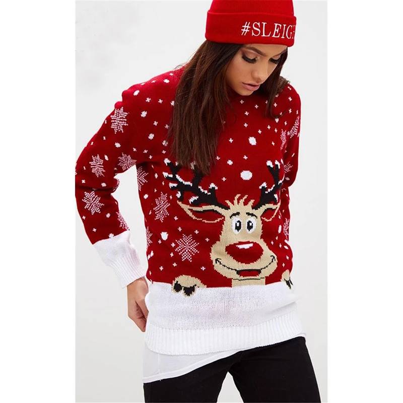 Cute Christmas Sweater Women Winter Pullover Long Sleeve Jumper Loose Knitting Clothes For Girls Causal Winter Sweater Female