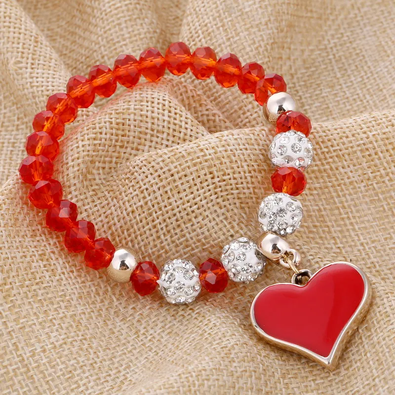 ZOSHI Romantic Vintage Bracelets For Women Heart Pendant Bracelets Bling Crystal Beads Charming Bracelets Jewelry