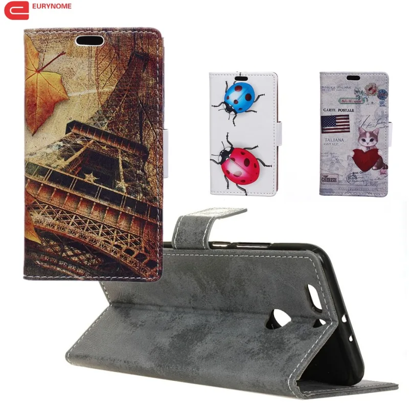 

Business Retro Eiffel Tower Tree Owl Wallet PU Leather Flip Card Slot stand Cover CASE for Wiko view lite case with pen