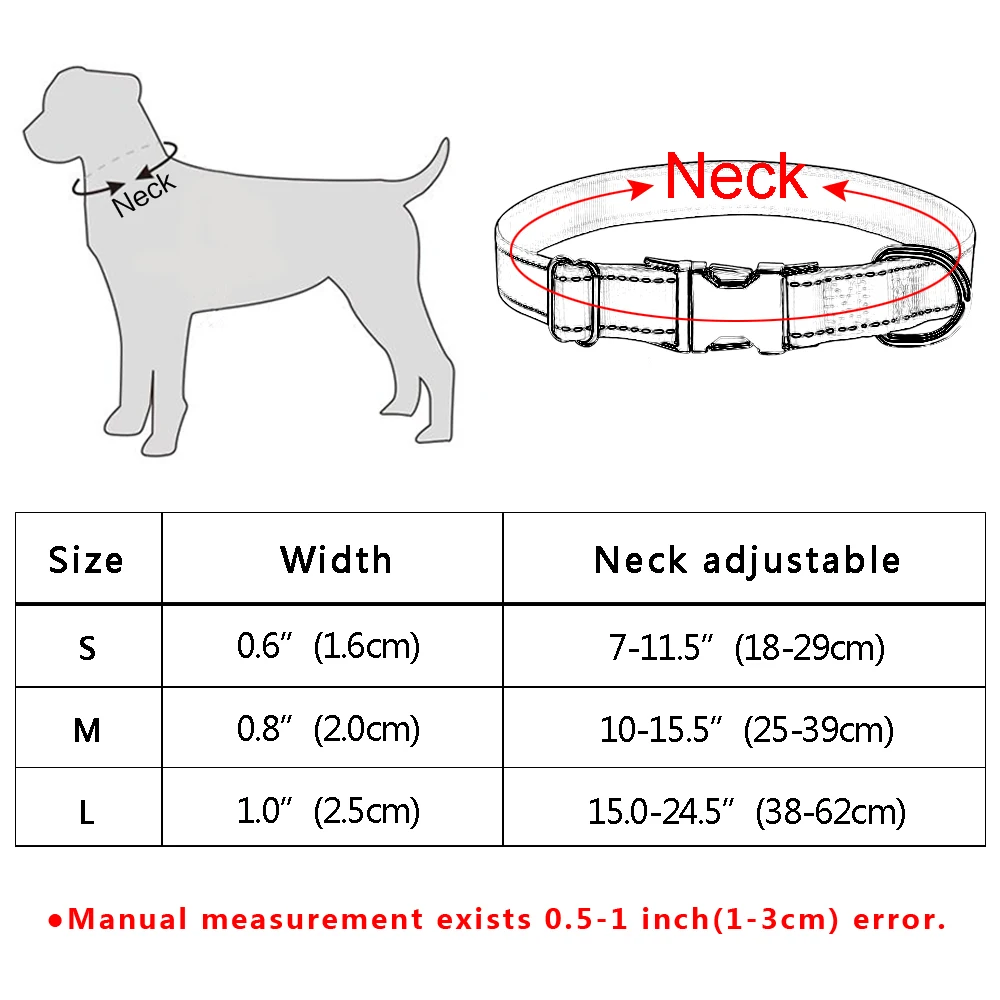 Dog Collar Nylon Reflective Anti-lost Tag For Small Medium Dogs