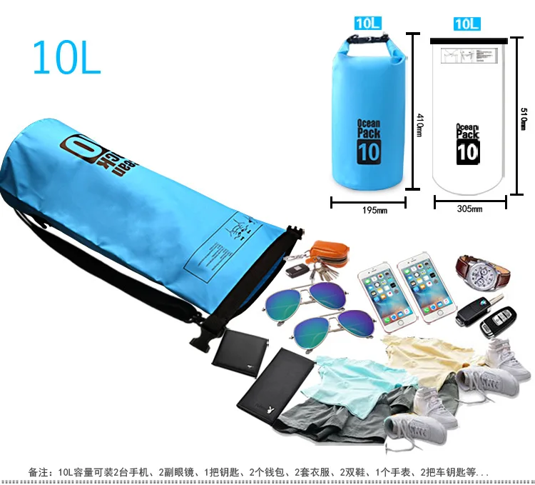 ZYJ Waterproof Swimming Beach Dry Bags 3L 5L 10L 15L 20L 30L Drifting Rafting Canoe Travel Kit Bag Backpack Pouch (8)