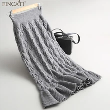 Fincati Женская юбка Осенняя винтажная труба однотонные элегантные женские высокие эластичные зимние толстые трикотажные Русалка Femme