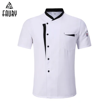 

M-3XL High Quality Wholesale Unisex Kitchen Cooker Chef Uniforms Bakery Food Service Short Sleeve Breathable Chef Jacket & Apron