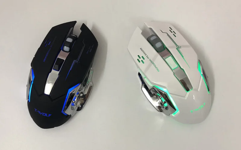 T-WOLF Q13 Rechargeable Wireless Mouse Silent Ergonomic Gaming Mice 6 Keys RGB Backlight 2400 DPI for Laptop Computer Pro Gamer mouse for apple mac
