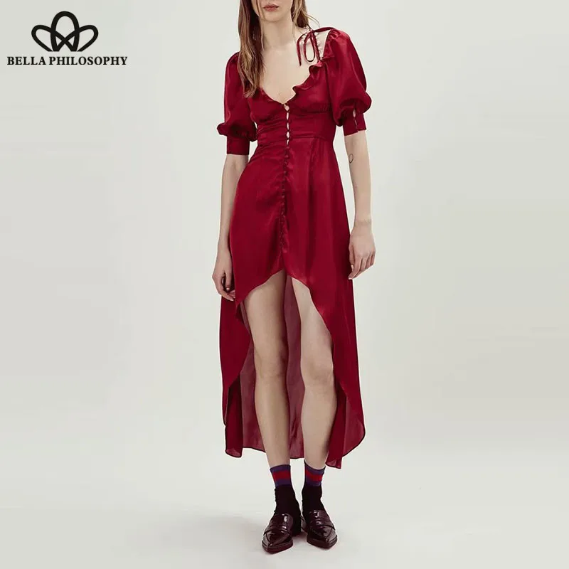 Summer Short Sleeve Asymmetrical Dress Vintage Sexy Female Hollow Out Dress Casual Retro Lady Party Dress Vestido Wonder Store