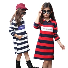 Детские платья для девочек, одежда зимнее флисовое толстое Полосатое детское платье-свитер с капюшоном хлопковая одежда для детей 8, 10, 12 лет