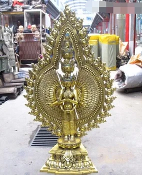 

xd 002938 44"Tibet Bronze Gild 1000 Arm 11-faced Avalokitesvara Kwam-Yin buddha Statue