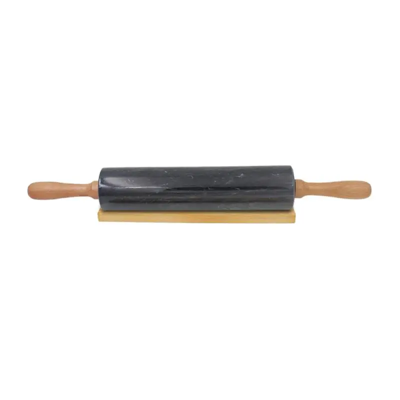 Скалка с мраморным валиком из твердой древесины база домашняя кухонная посуда инструмент для выпечки деревянные ручки и Колыбель серый черный белый - Цвет: Лиловый